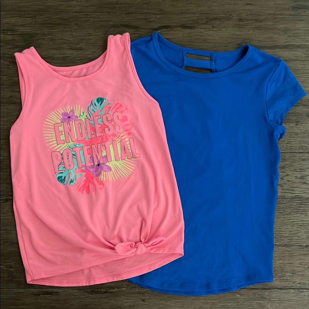 Girls Pink & Blue Graphic Tank and Tee Set